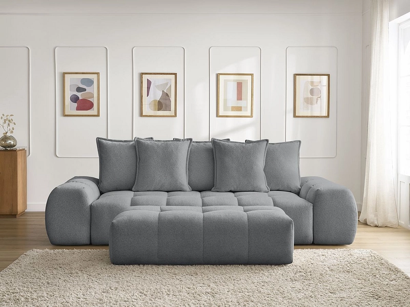 Canapé 3 places avec pouf BOBOCHIC EVEREST