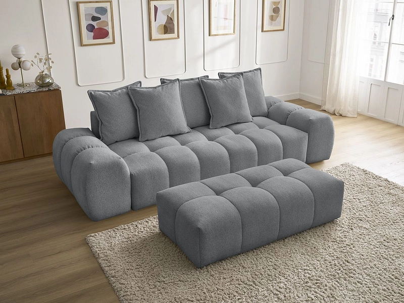 Canapé 3 places avec pouf BOBOCHIC EVEREST