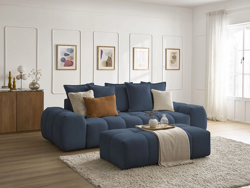 Canapé 3 places avec pouf BOBOCHIC EVEREST