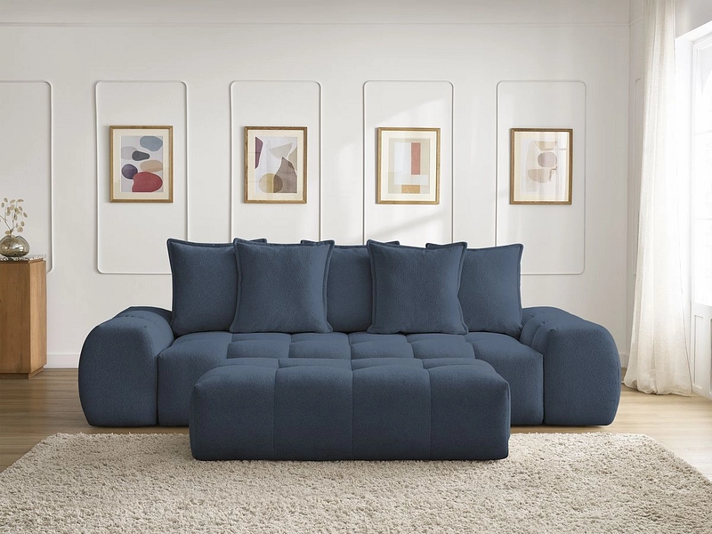 Canapé 3 places avec pouf BOBOCHIC EVEREST