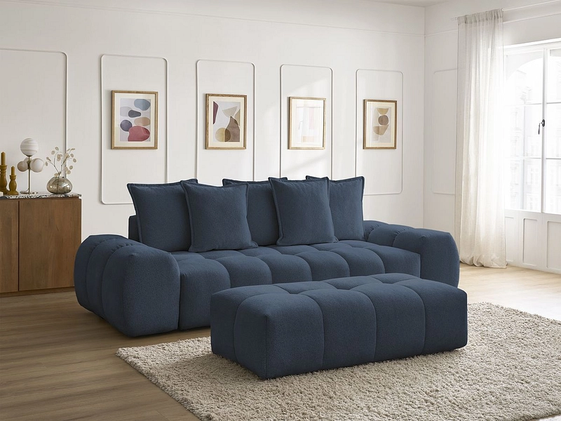Canapé 3 places avec pouf BOBOCHIC EVEREST