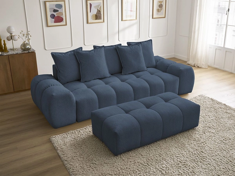 Canapé 3 places avec pouf BOBOCHIC EVEREST