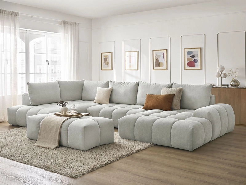 Canapé d'angle panoramique avec pouf BOBOCHIC EVEREST