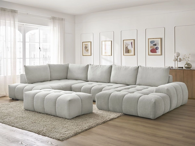 Canapé d'angle panoramique avec pouf BOBOCHIC EVEREST