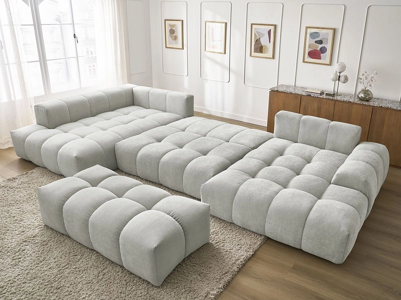 Canapé d'angle panoramique avec pouf BOBOCHIC EVEREST