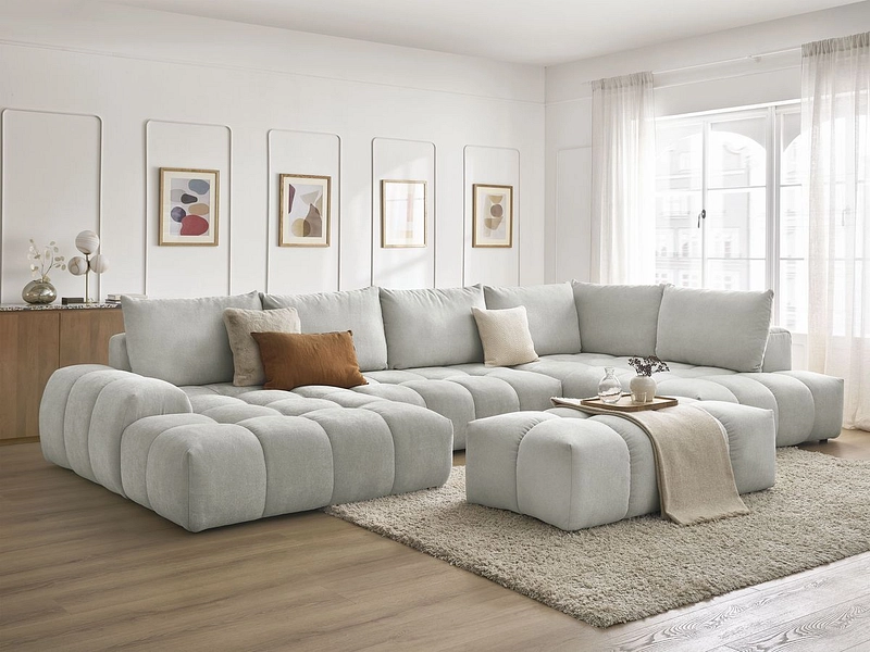 Canapé d'angle panoramique avec pouf BOBOCHIC EVEREST