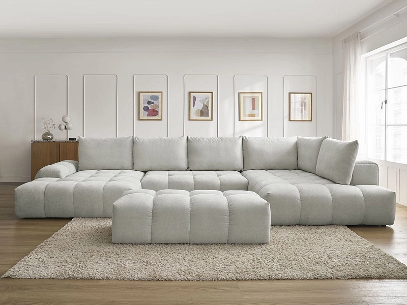 Canapé d'angle panoramique avec pouf BOBOCHIC EVEREST
