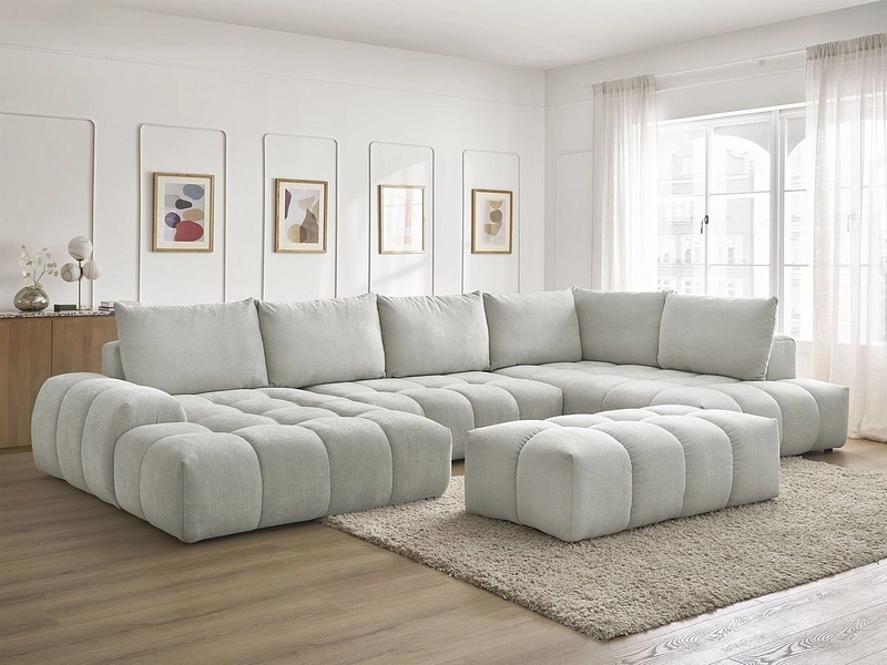 Canapé d'angle panoramique avec pouf BOBOCHIC EVEREST