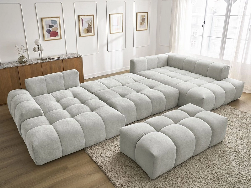 Canapé d'angle panoramique avec pouf BOBOCHIC EVEREST