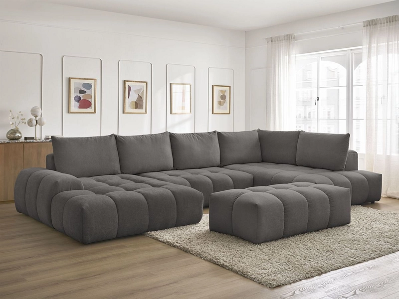 Canapé d'angle panoramique avec pouf BOBOCHIC EVEREST