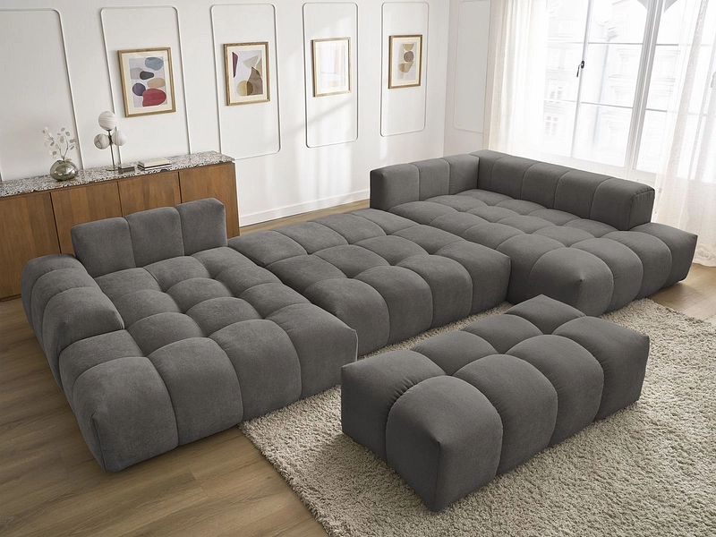 Canapé d'angle panoramique avec pouf BOBOCHIC EVEREST