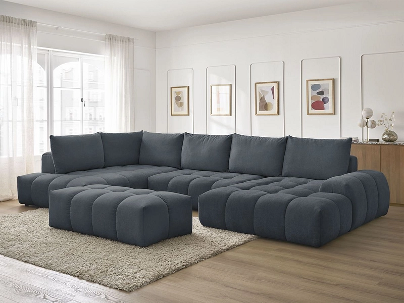 Canapé d'angle panoramique avec pouf BOBOCHIC EVEREST