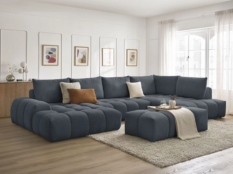 Canapé d'angle panoramique avec pouf BOBOCHIC EVEREST