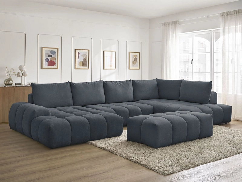 Canapé d'angle panoramique avec pouf BOBOCHIC EVEREST