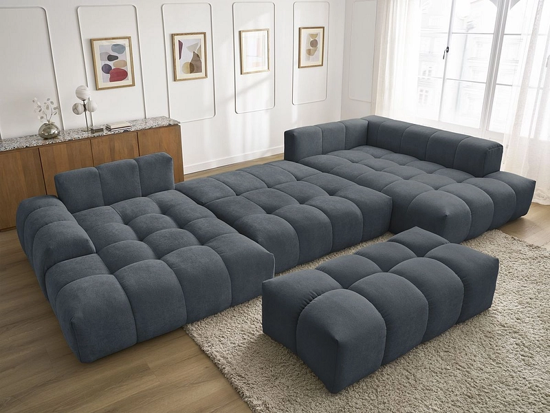 Canapé d'angle panoramique avec pouf BOBOCHIC EVEREST