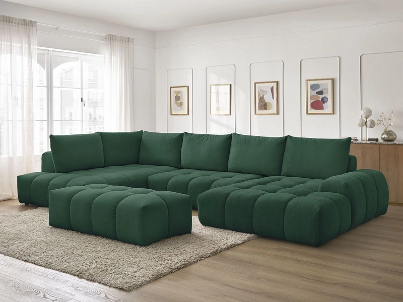 Canapé d'angle panoramique avec pouf BOBOCHIC EVEREST