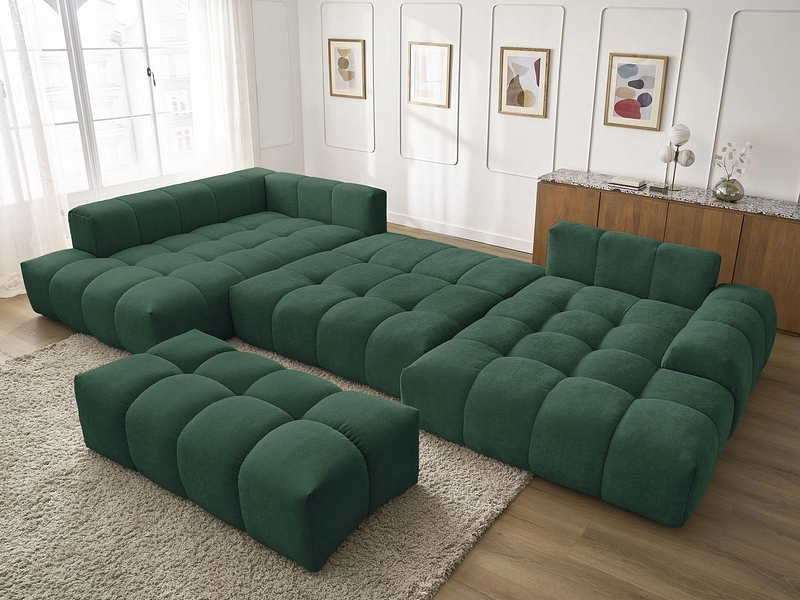 Canapé d'angle panoramique avec pouf BOBOCHIC EVEREST