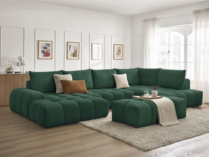 Canapé d'angle panoramique avec pouf BOBOCHIC EVEREST