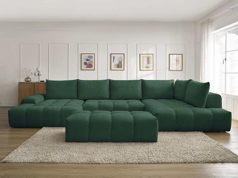 Canapé d'angle panoramique avec pouf BOBOCHIC EVEREST