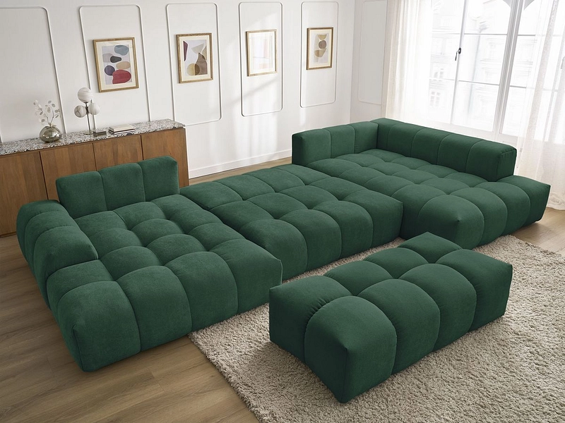 Canapé d'angle panoramique avec pouf BOBOCHIC EVEREST