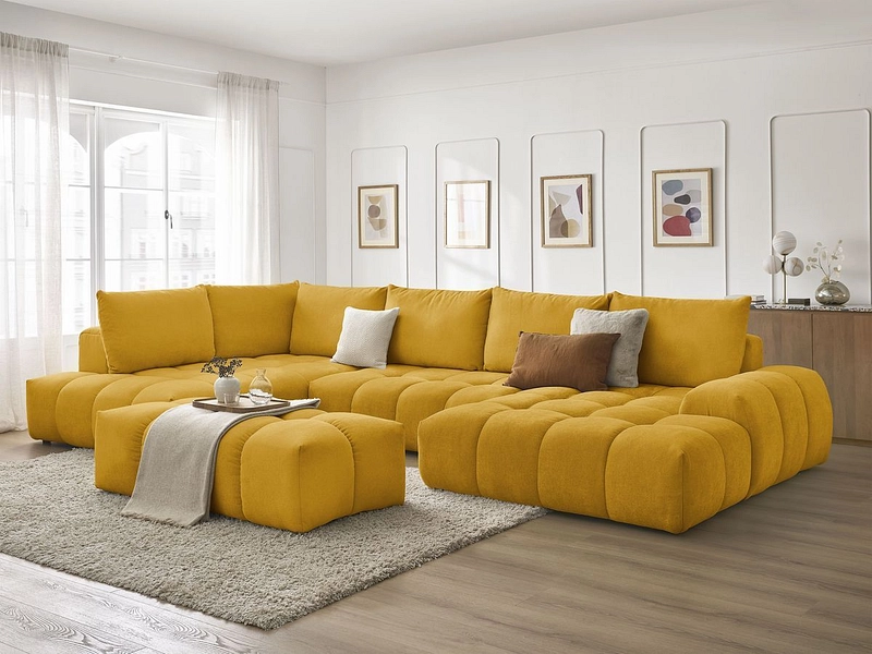 Canapé d'angle panoramique avec pouf BOBOCHIC EVEREST