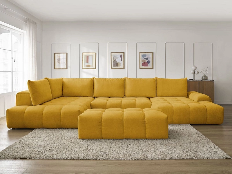 Canapé d'angle panoramique avec pouf BOBOCHIC EVEREST