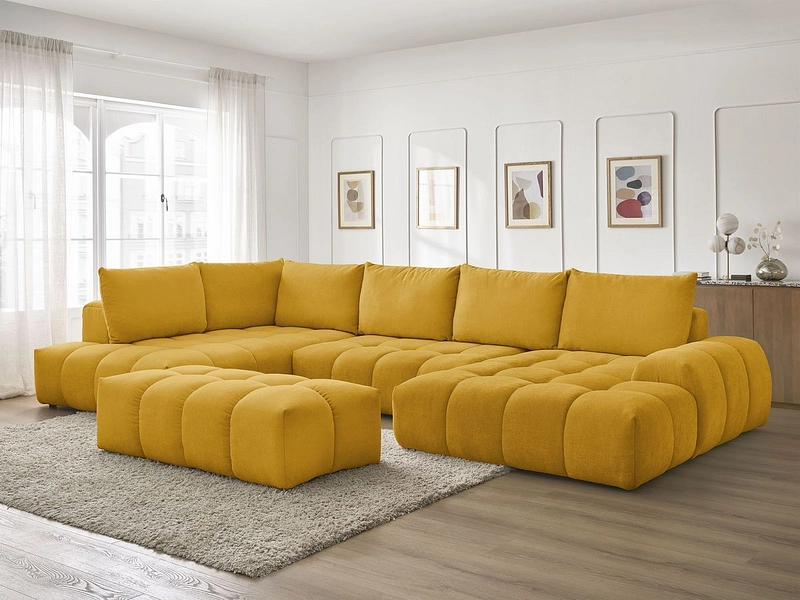 Canapé d'angle panoramique avec pouf BOBOCHIC EVEREST