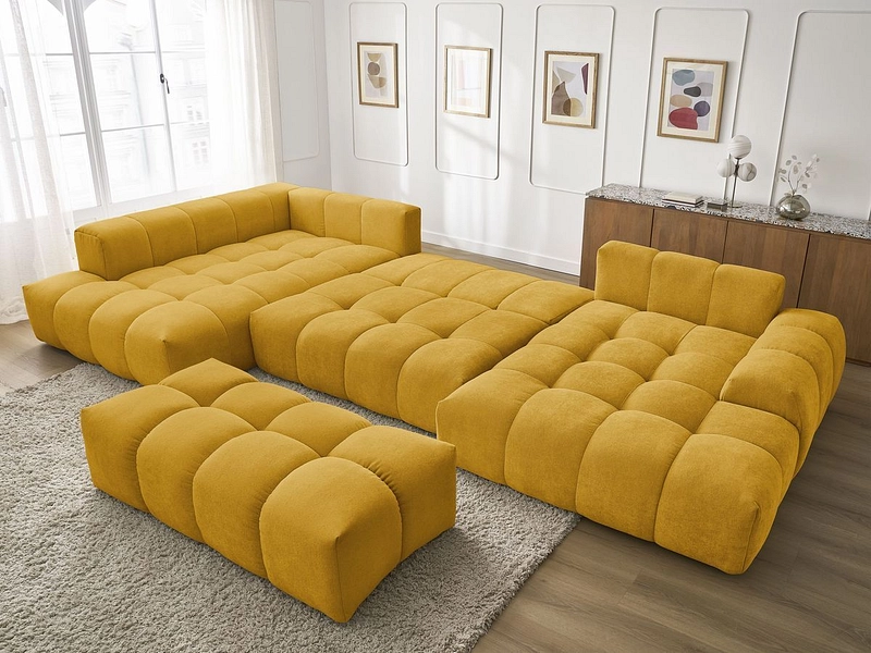 Canapé d'angle panoramique avec pouf BOBOCHIC EVEREST