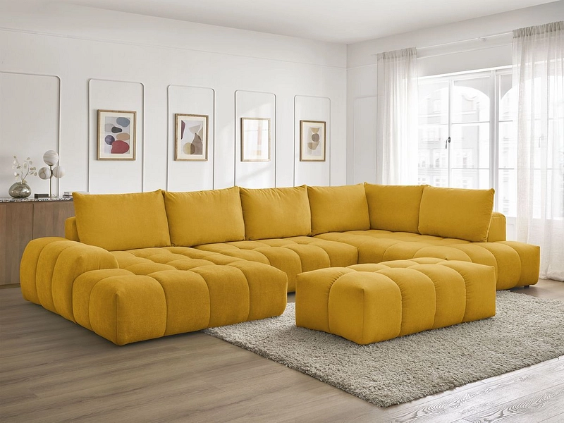 Canapé d'angle panoramique avec pouf BOBOCHIC EVEREST