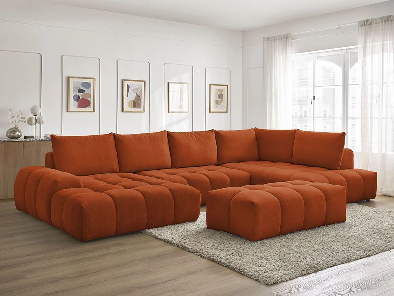 Canapé d'angle panoramique avec pouf BOBOCHIC EVEREST