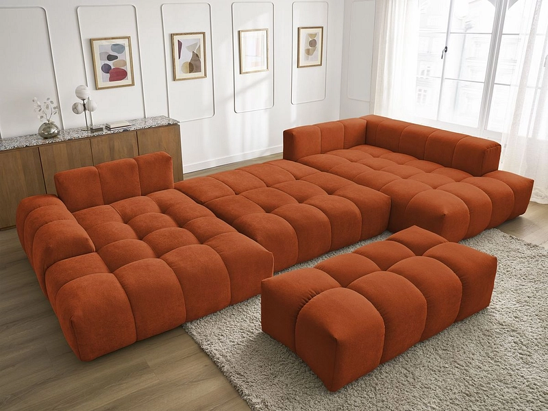 Canapé d'angle panoramique avec pouf BOBOCHIC EVEREST