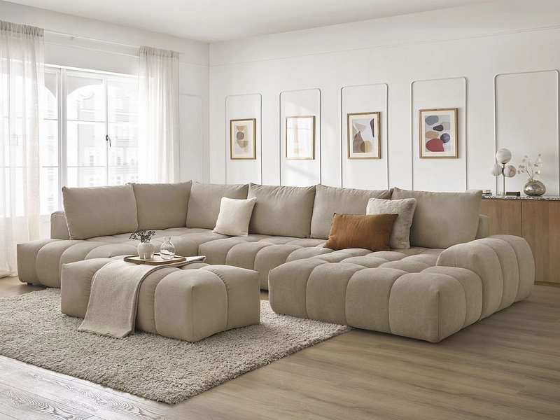 Canapé d'angle panoramique avec pouf BOBOCHIC EVEREST