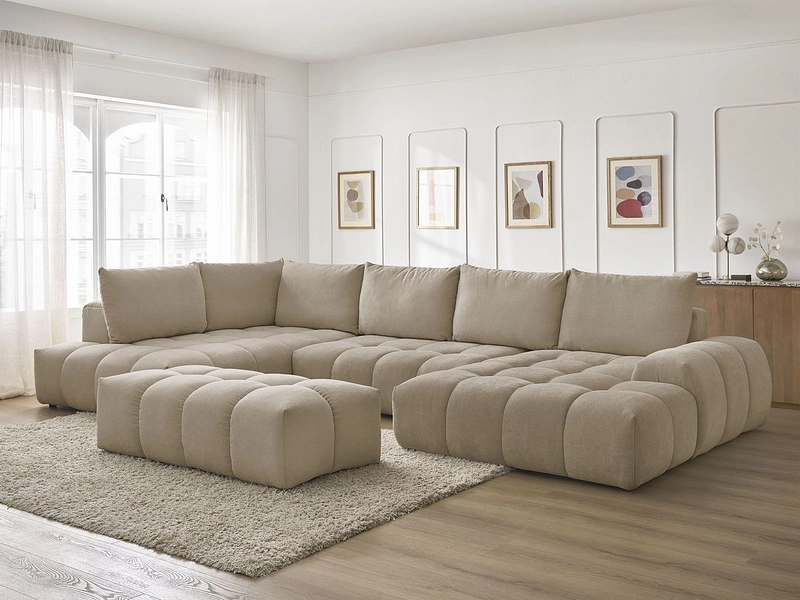 Canapé d'angle panoramique avec pouf BOBOCHIC EVEREST