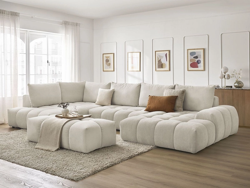 Canapé d'angle panoramique avec pouf BOBOCHIC EVEREST