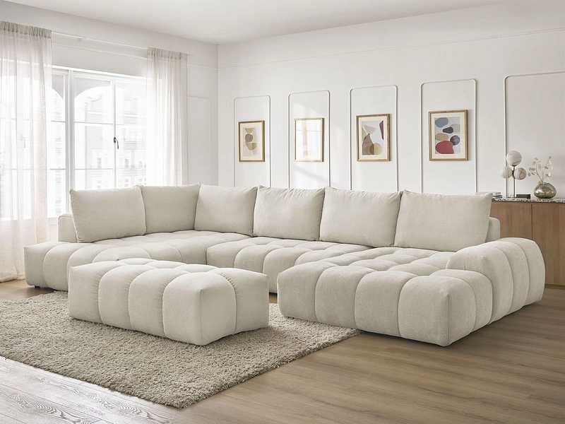 Canapé d'angle panoramique avec pouf BOBOCHIC EVEREST