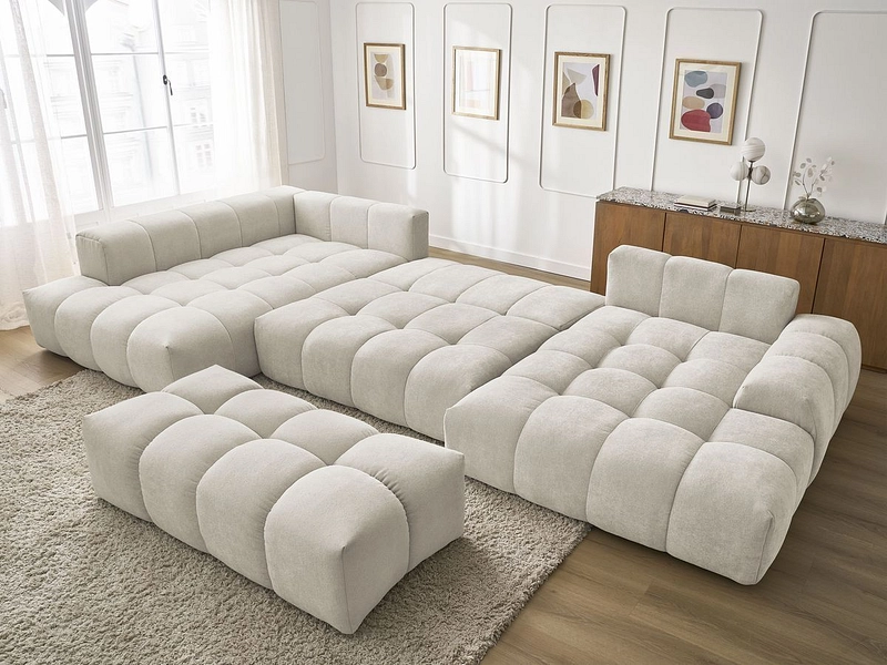 Canapé d'angle panoramique avec pouf BOBOCHIC EVEREST