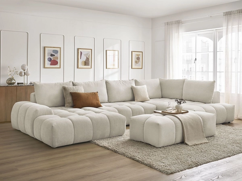 Canapé d'angle panoramique avec pouf BOBOCHIC EVEREST