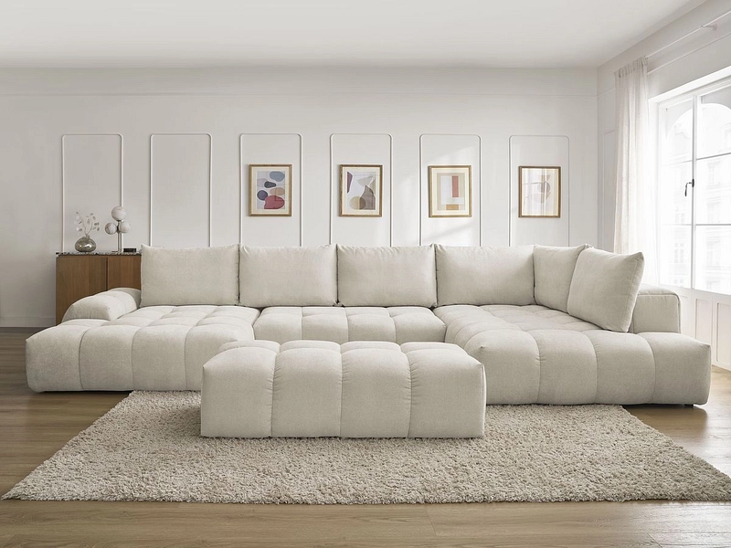 Canapé d'angle panoramique avec pouf BOBOCHIC EVEREST
