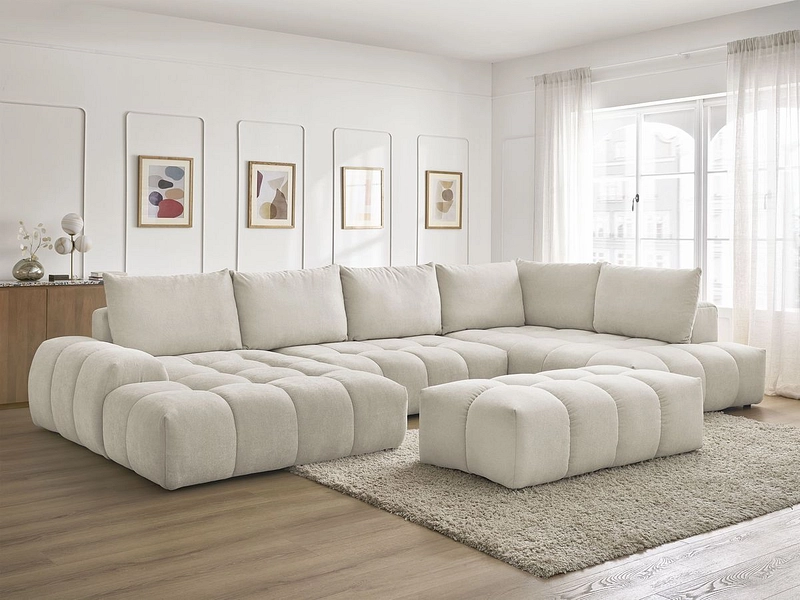 Canapé d'angle panoramique avec pouf BOBOCHIC EVEREST