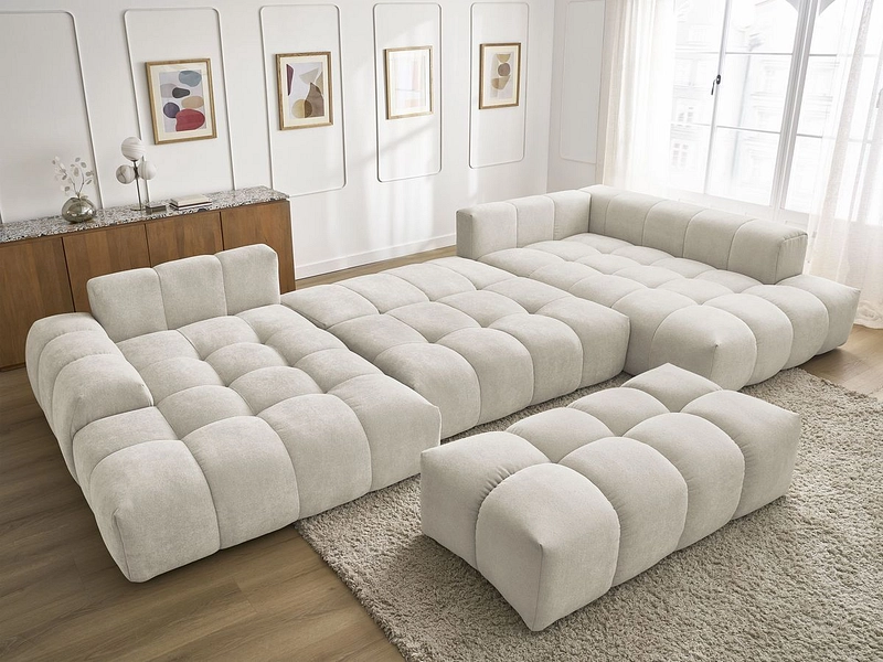 Canapé d'angle panoramique avec pouf BOBOCHIC EVEREST