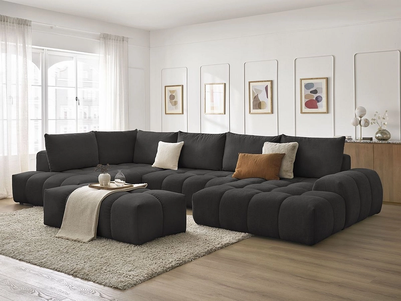 Canapé d'angle panoramique avec pouf BOBOCHIC EVEREST