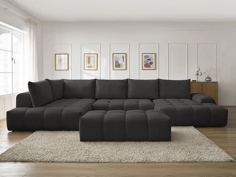 Canapé d'angle panoramique avec pouf BOBOCHIC EVEREST