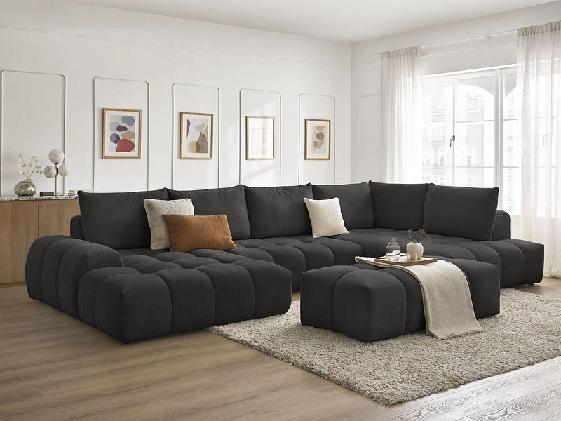 Canapé d'angle panoramique avec pouf BOBOCHIC EVEREST