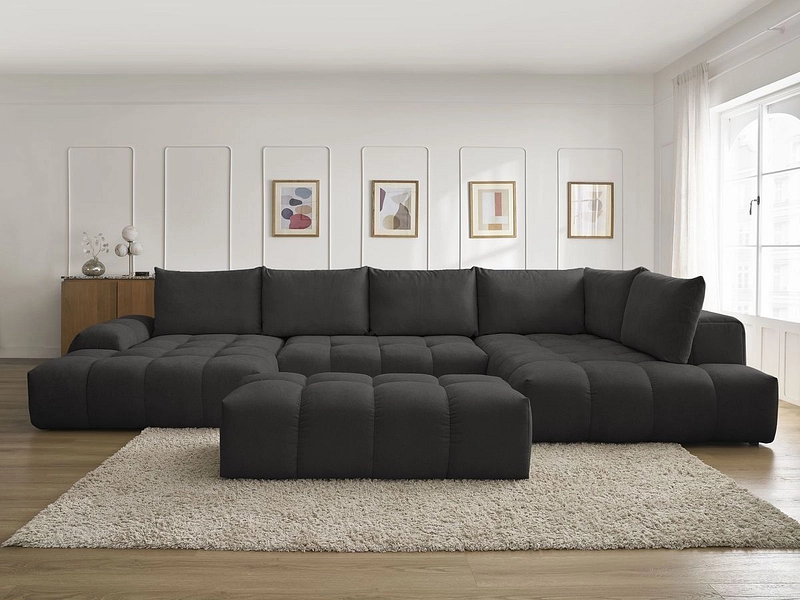 Canapé d'angle panoramique avec pouf BOBOCHIC EVEREST