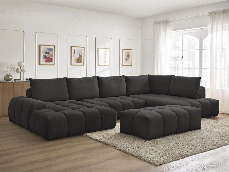 Canapé d'angle panoramique avec pouf BOBOCHIC EVEREST