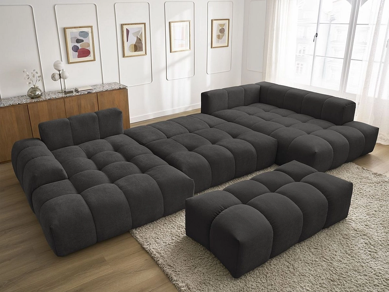 Canapé d'angle panoramique avec pouf BOBOCHIC EVEREST