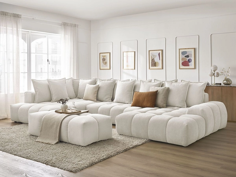 Divano ad angolo panoramico con pouf BOBOCHIC EVEREST