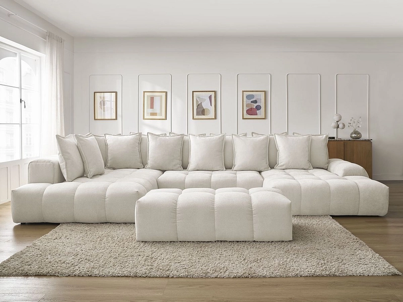 Divano ad angolo panoramico con pouf BOBOCHIC EVEREST