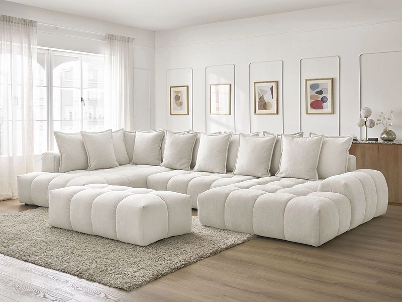 Divano ad angolo panoramico con pouf BOBOCHIC EVEREST