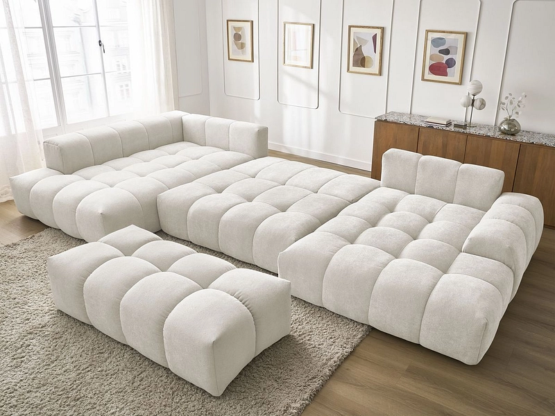 Divano ad angolo panoramico con pouf BOBOCHIC EVEREST